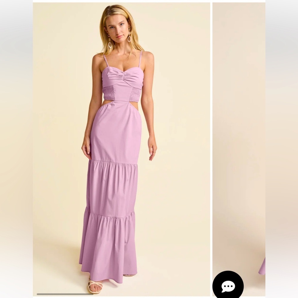 Cut Out Tie Back Maxi Dress w/ Tiered Skirt. Light Purple New With Tags …​